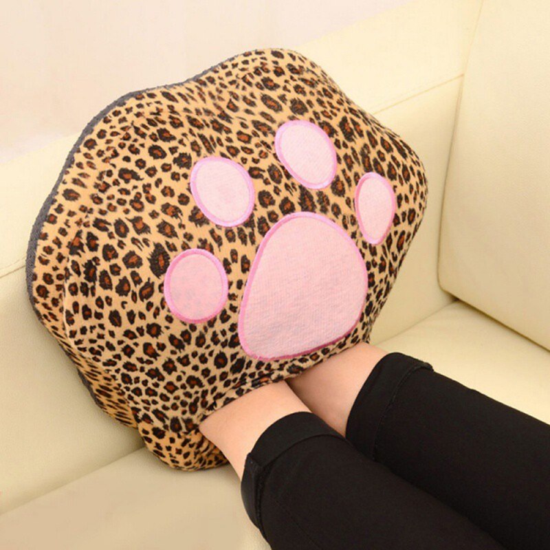 Dibujos Animados gato de peluche garra pie Super Mano suave calentadores extraíble lavable USB calefacción eléctrica hogar suave zapatos lindos