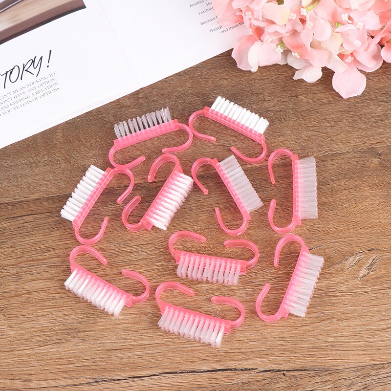 Cepillo de limpieza para uñas, herramientas de limado para manicura y pedicura, suave, elimina el polvo, cepillos de limpieza de plástico, 10 unids/lote