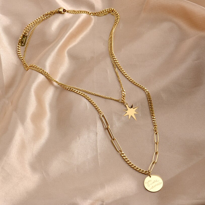 316L acier inoxydable bijoux fins Hip Hop rue les lumières étoiles breloques chaîne ras du cou colliers pendentifs pour femmes hommes