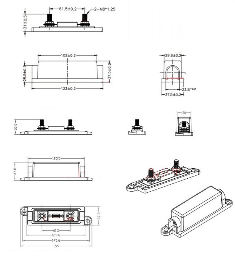 Smeltbare De Voiture Grand Bouchon De Fourche Kreukelzones 80.8X22 Mm Grote Zekeringhouder Bolt Type Zekering Doos Auto geladen Transparant