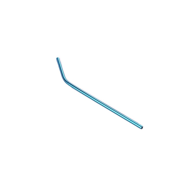 Coloful Portable Stainless Steel Straws Reusable Long Metal Drinking Straw For Tumblers Cups Mugs Cold Beverage Milk Tea: Blue-Curved-8mm