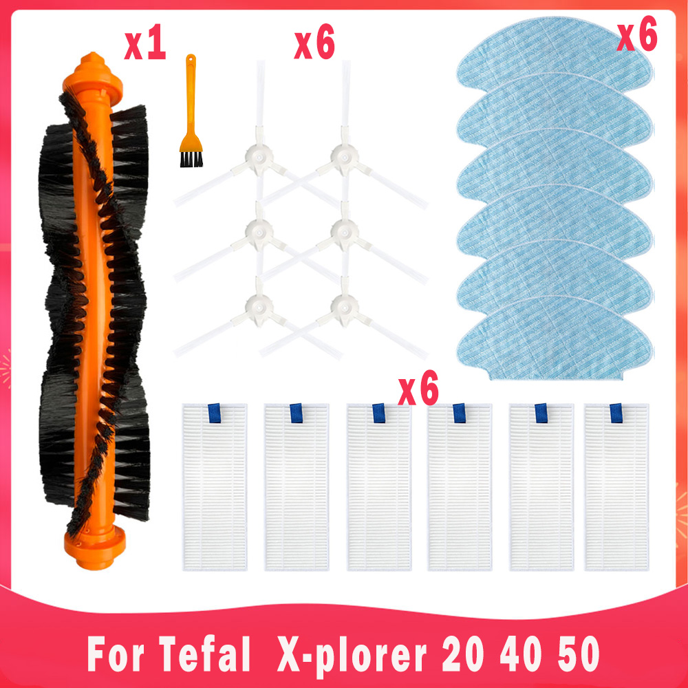 Ajuste para aspiradoras Robot Rowenta Tefal x-plorer 20 / 40 / 45 / 50 / isweep x3, Cepillo Lateral principal, filtro Hepa, accesorios de pieza de fregona: YELLOW