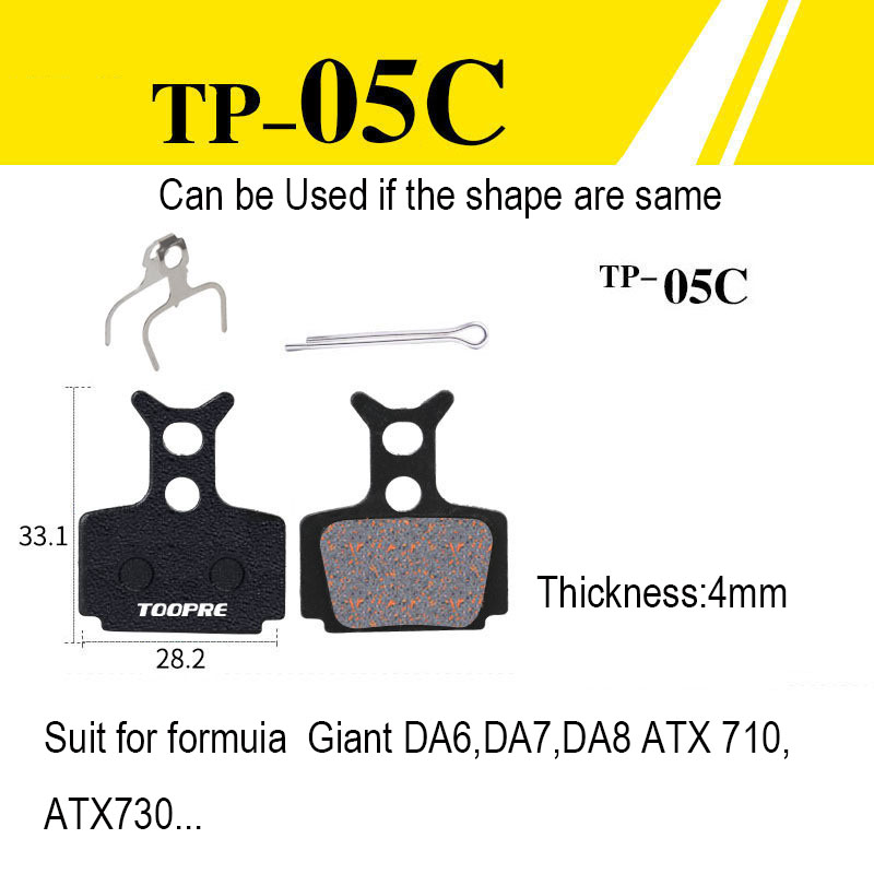 TOOPRE Mountain Bicycle Bike Disc Brake Pads Copper Fiber Semi Metal for Shimano M446 355 395 BB5 SRAM AVID HAYES Magura ZOOM: light yellow