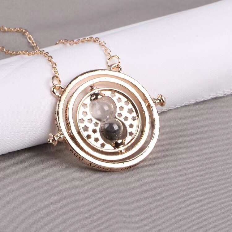 Collar de reloj de arena para mujer, colgante de cadena de oro retro, collares de: black