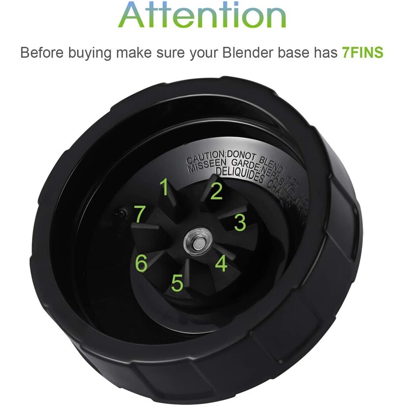 7 Fins Replacement Blade Suitable for Ninja Blender Replacement Parts with 1 Extra Gasket Rubber and 1 Brush Suitable