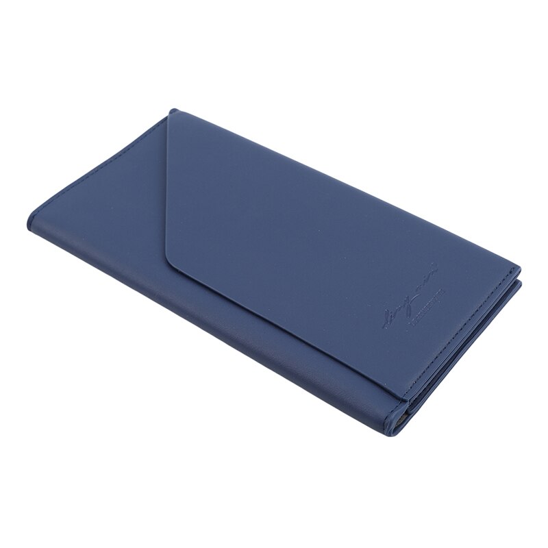 Pu Leather Women Clutch Wallet Solid Color Female Coin Purse Long Phone Bag Card Bags Handy Passport Holde Portfel Damski: dark blue