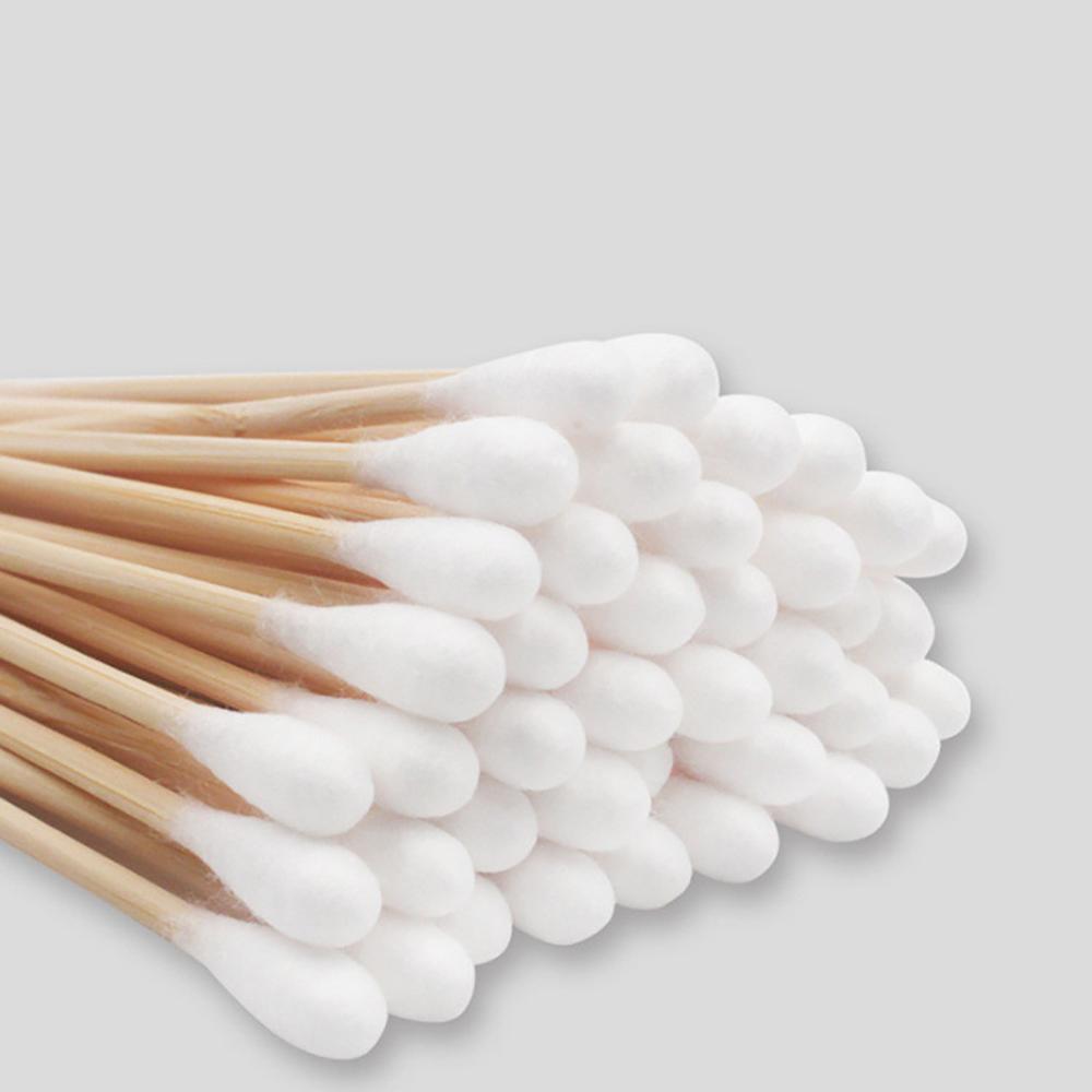 150 Pcs Wattenstaafje Houten Sticks Zachte Reiniging Van Oren Tampons Micro Borstel Double Head Lippen Clean Stick Sanitaire Wattenstaafje 2FM