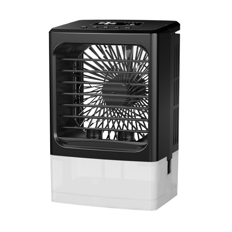 Ventilador humidificador de 600mL, Enfriador de agua de escritorio, aire acondicionado portátil, pequeño ventilador de pulverización, ventilador de niebla de agua de refrigeración de aire silencioso: Negro