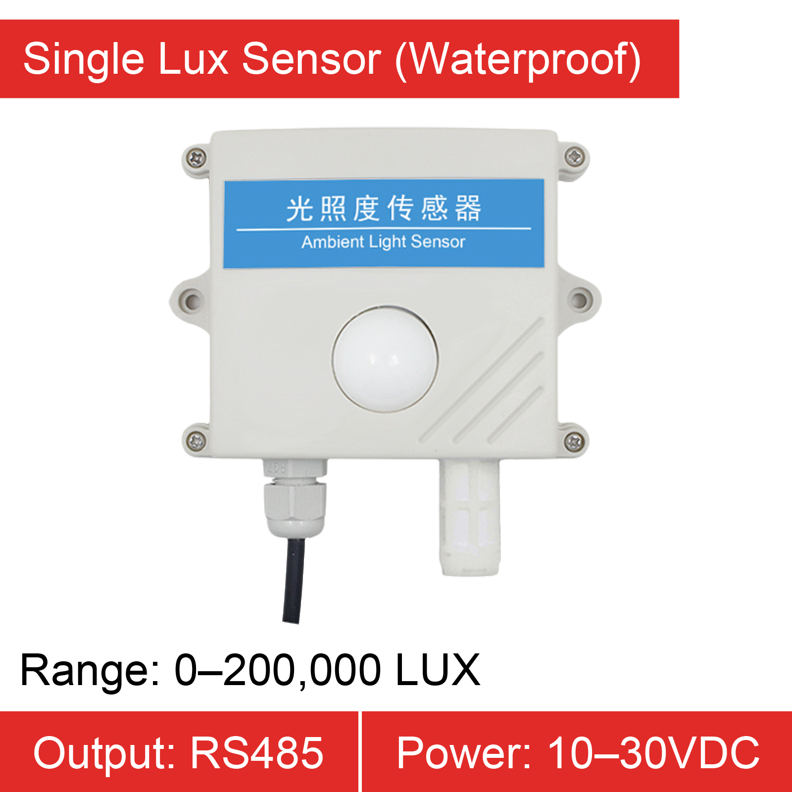 High-Precision Wall-Mounted Ambient Light Sensor Illuminance Meter with Temperature and Humidity Detection for Industrial Use: GRAY