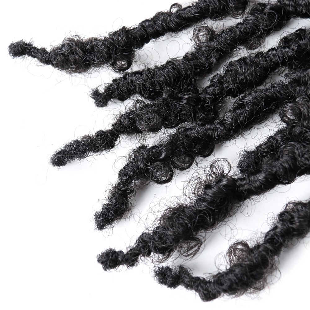 Butterfly Locs Crochet Hair 14 Inch Pre Looped Distressed Locs Crochet Braids Boho Soft Butterfly Textured Locs Hair Extensions