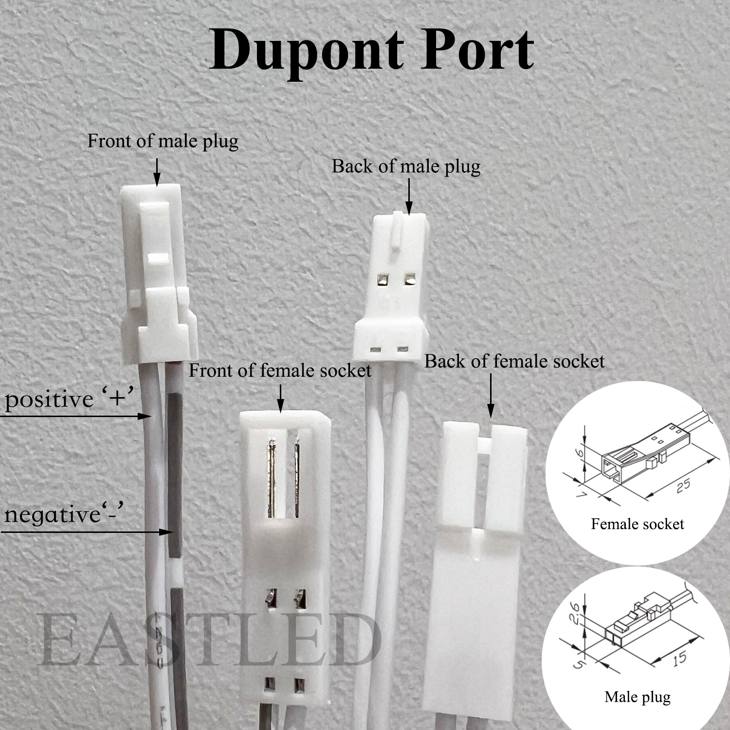 Cable de extensión de luz para armario de cocina, Cable Dupont de 14cm, 30cm y 60cm, enchufe macho a hembra de 2 pines, conectores de luz LED, línea de doble extremo