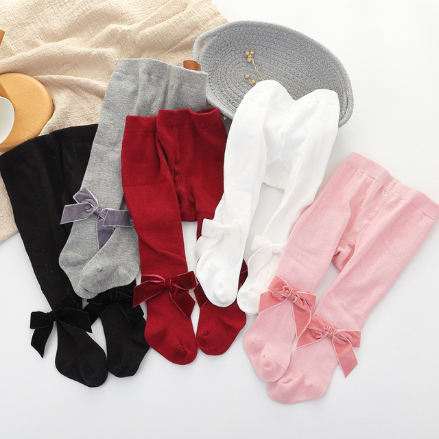 Autumn Winter Kids Baby Girls Tights Velvet Bow Cotton Stretch Warm Cute Princess Toddler Infant Baby Girl Pantyhose