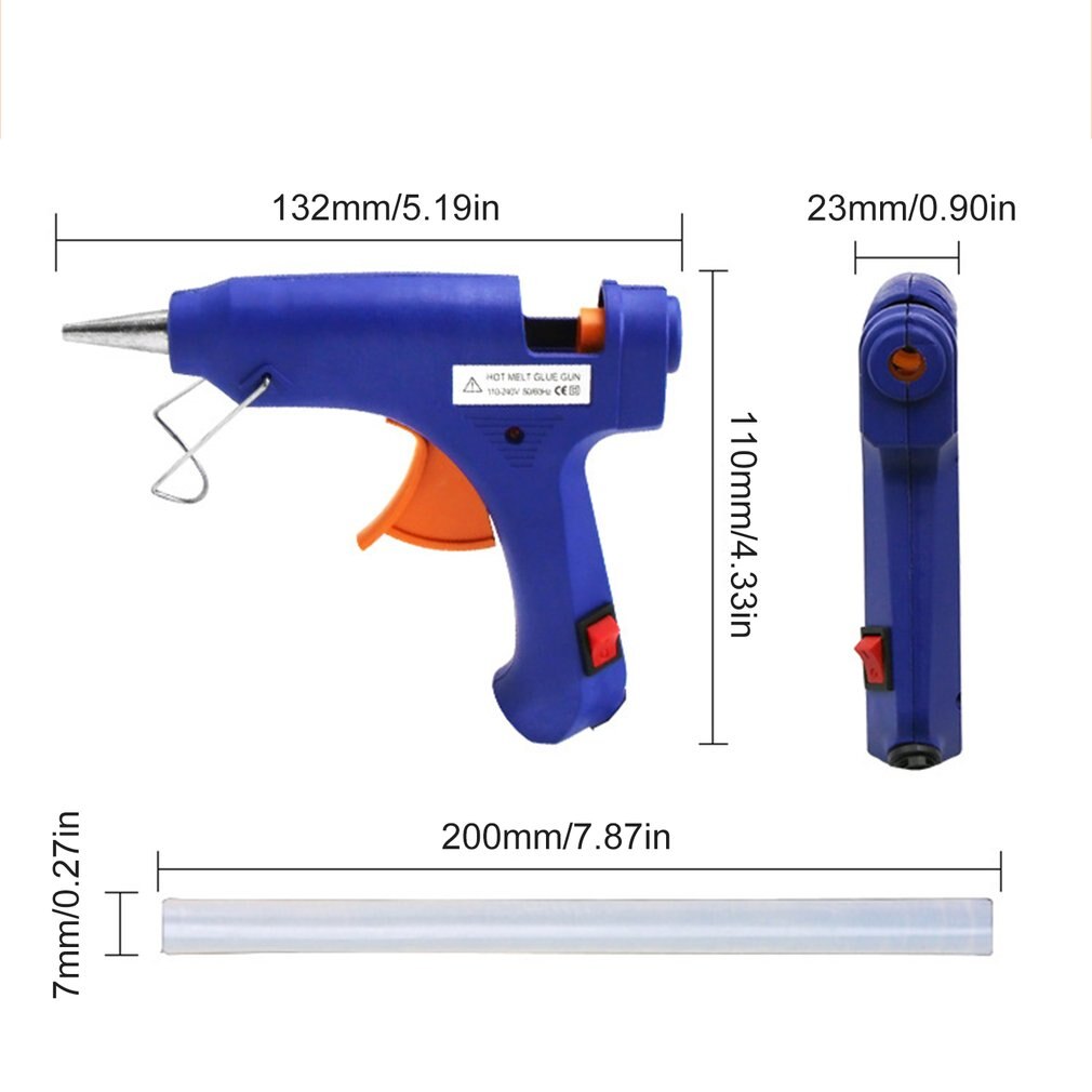 Mini pistolet à colle thermofusible 20W avec 1 pièce, bâtons de colle pour projets artisanaux de bricolage, de scellage et réparations quotidiennes rapides