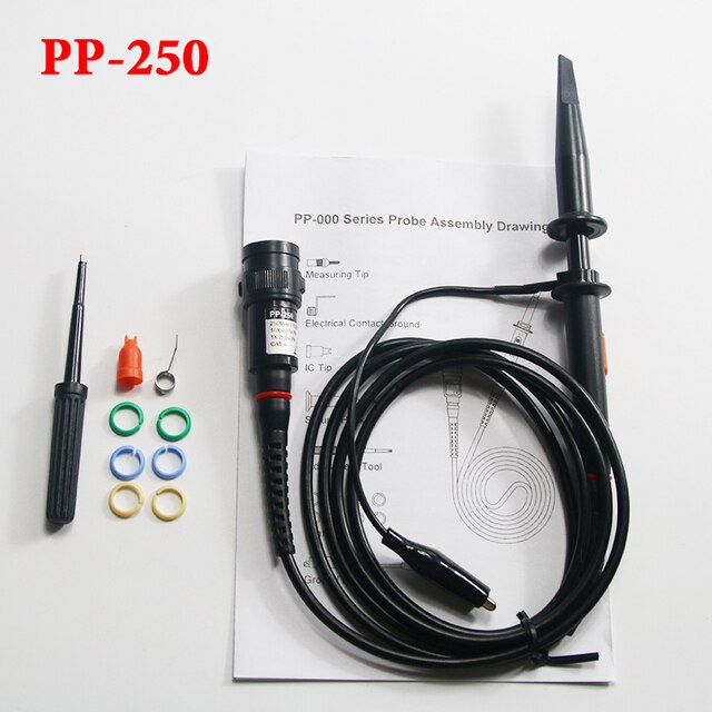 Hantek oscilloskop sond 60 mhz 100 mhz 200 mhz 250 mhz för  ( pp80 pp150 pp200 pp250)  oscilloskop tillbehör: Pp -250(250 mhz)
