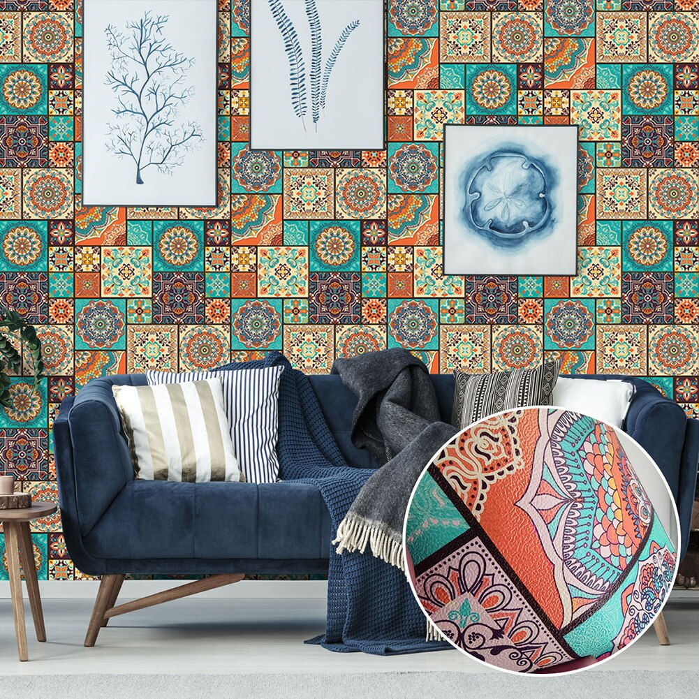 Leather 3D Flower Shaped Wall Tile Stickers Waterproof Self-adhesive Kitchen Bathroom Toilet Floor Decals Home Decoration