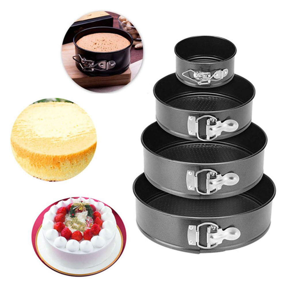 1 stk runde mini bagefade springform pan non-stick 3 lag kage dessert cheesecake sort kulstofstål kager forme 18-24cm