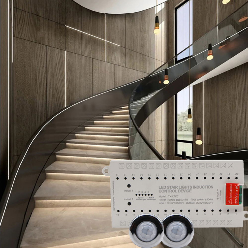 Smart Home Step PIR sensor stair Staircase steps stairs stairway control system Atmosphere Night Lamp COB Dimming Light