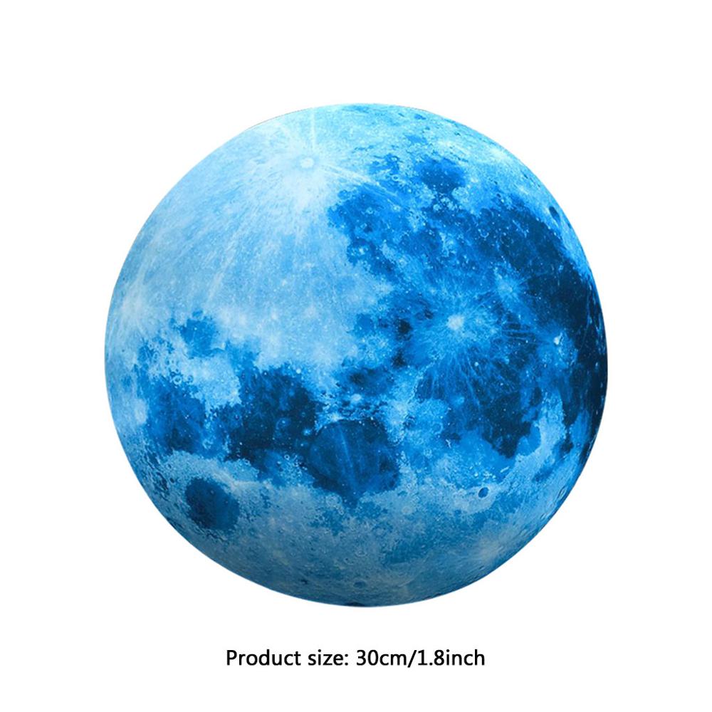 Pegatina de pared de Luna luminosa azul de 30cm, decoración para sala de estar y dormitorio, Mural para fondo de habitación de niños, calcomanías que brillan en la oscuridad para el hogar
