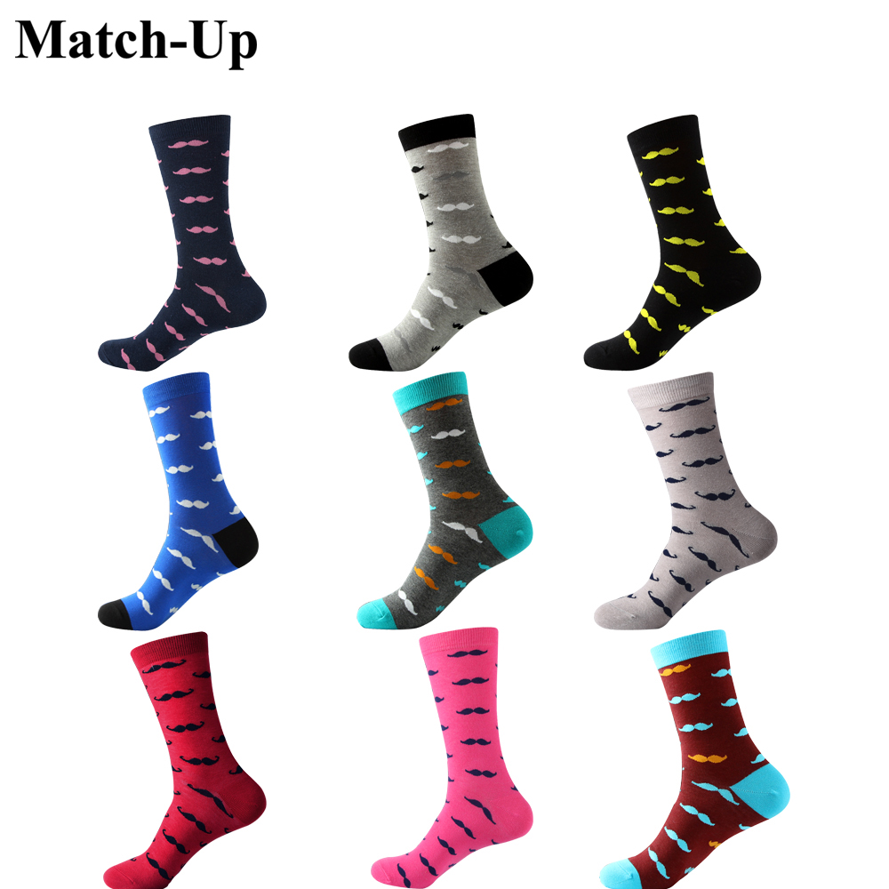 Chaussettes moustache en coton peigné pour hommes 9 styles taille américaine (7.5-12)