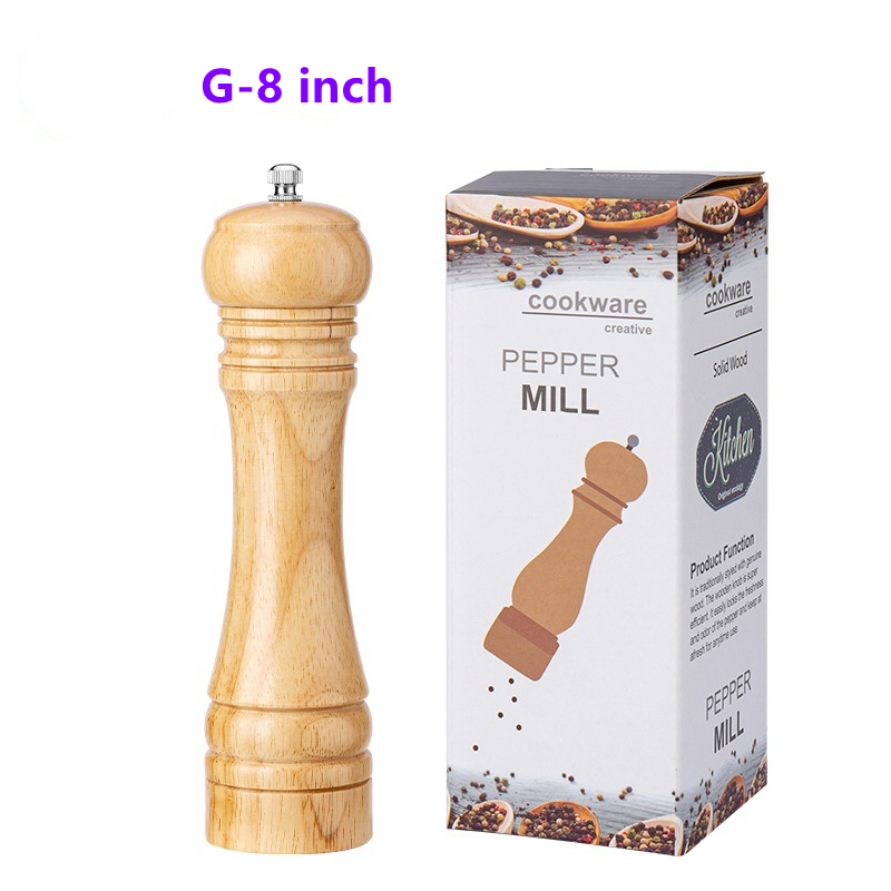 5" 6" 8" 10" Salt and Pepper Grinder, Solid Wood Spice Pepper Mill with Strong Adjustable Ceramic Grinder Kitchen Cooking Tools: G-8 inch