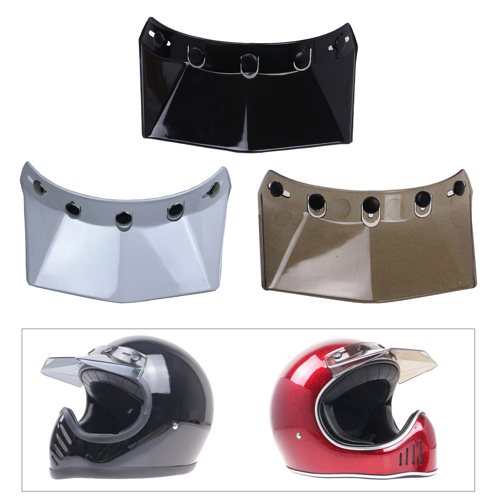 Universal 5-Snap Sonnenblende Spitze Ersetzen für Motorrad Helm Offenes Gesicht