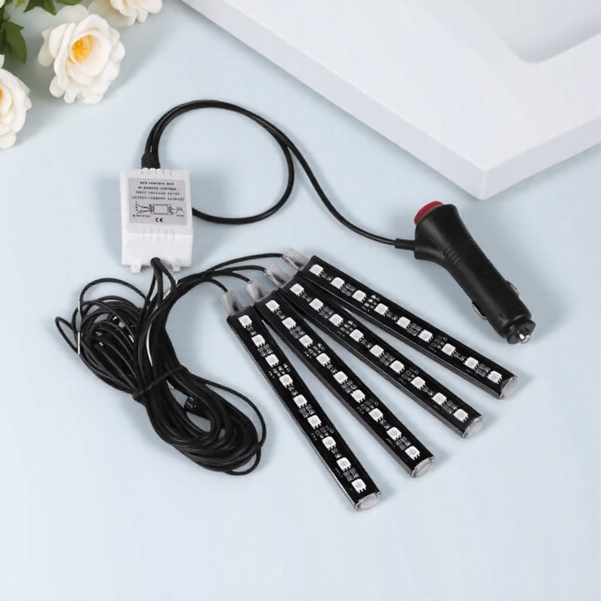 Striscia portato RGB per auto 12V che cambia colore Luce ambientale con telecomando per la decorazione di interni dell'auto messa in piega 1 impostato