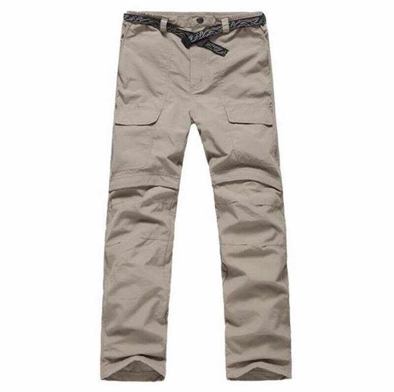 Removable Summer Hiking Pants Men Quick Dry Breathe Outdoor Pants For Hiking Camping Leisure Travel Sports Trousers: khaki / XXL