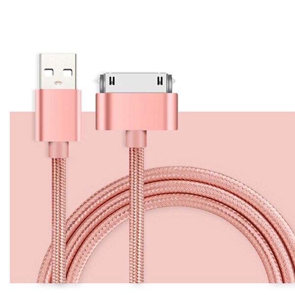 SUPTEC 2M 3M USB Cable for iPhone 4 4S 2.4A Nylon Braided 30 Pin Fast Charging Data Charger Cable for iPad 1 2 3 iPod Nano Cord: Rose Gold / 1.5 m