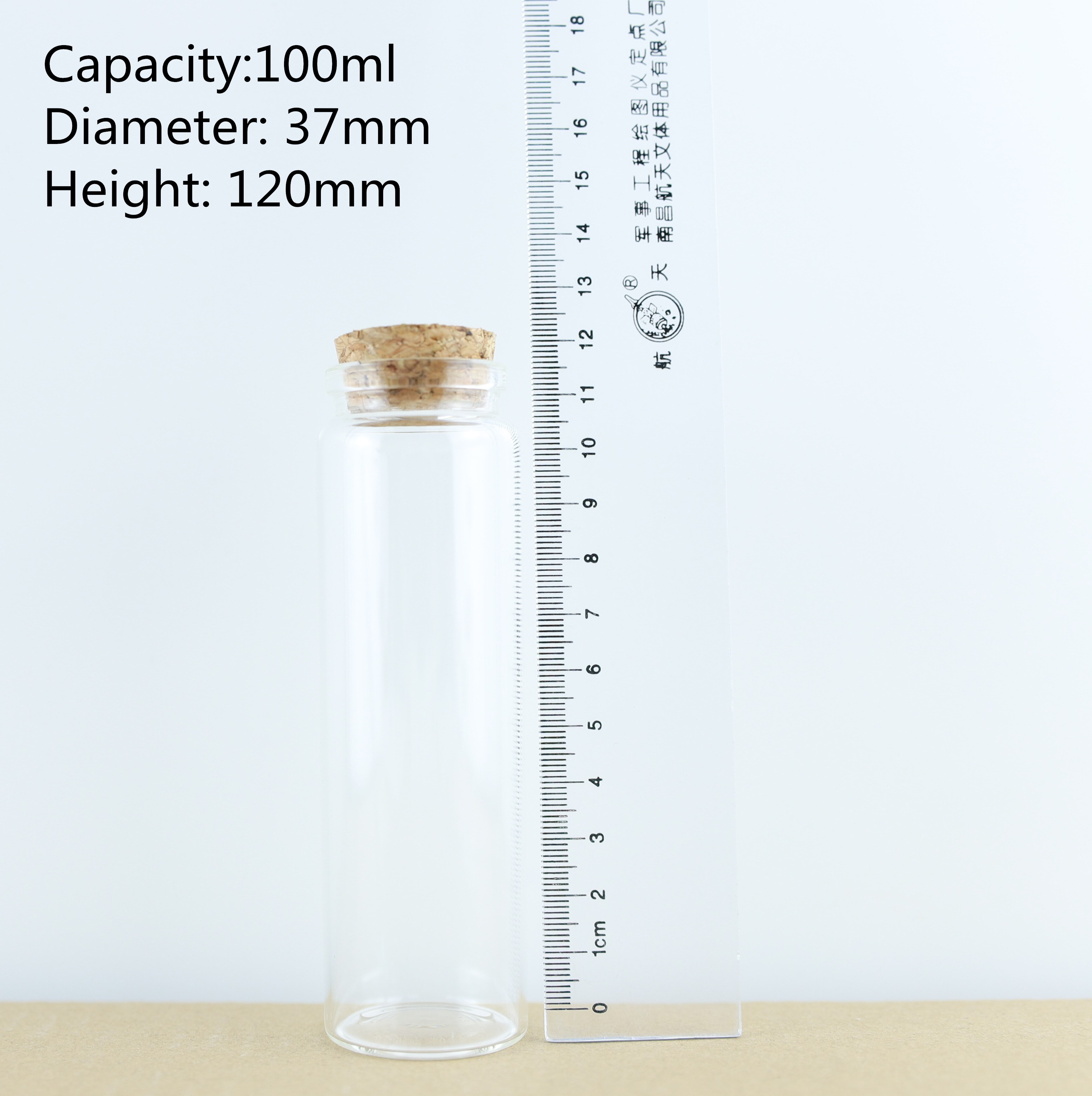 24 Stks/partij Diy Glazen Flessen Wens Kurk Ambachten Potten Kurk 37Mm Diameter Transparante Lege Glazen Flessen: 100ml