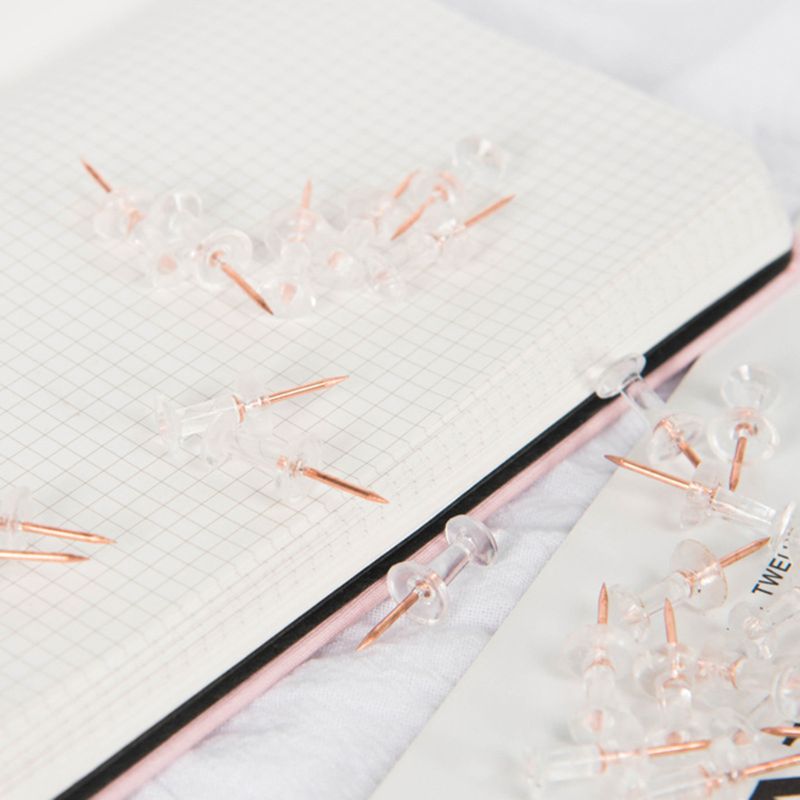 100Pcs Transparant Rose Gold Push Pins Thumb Punaise Board Pins Tekening Foto Muur Studs Kantoor Schoolbenodigdheden
