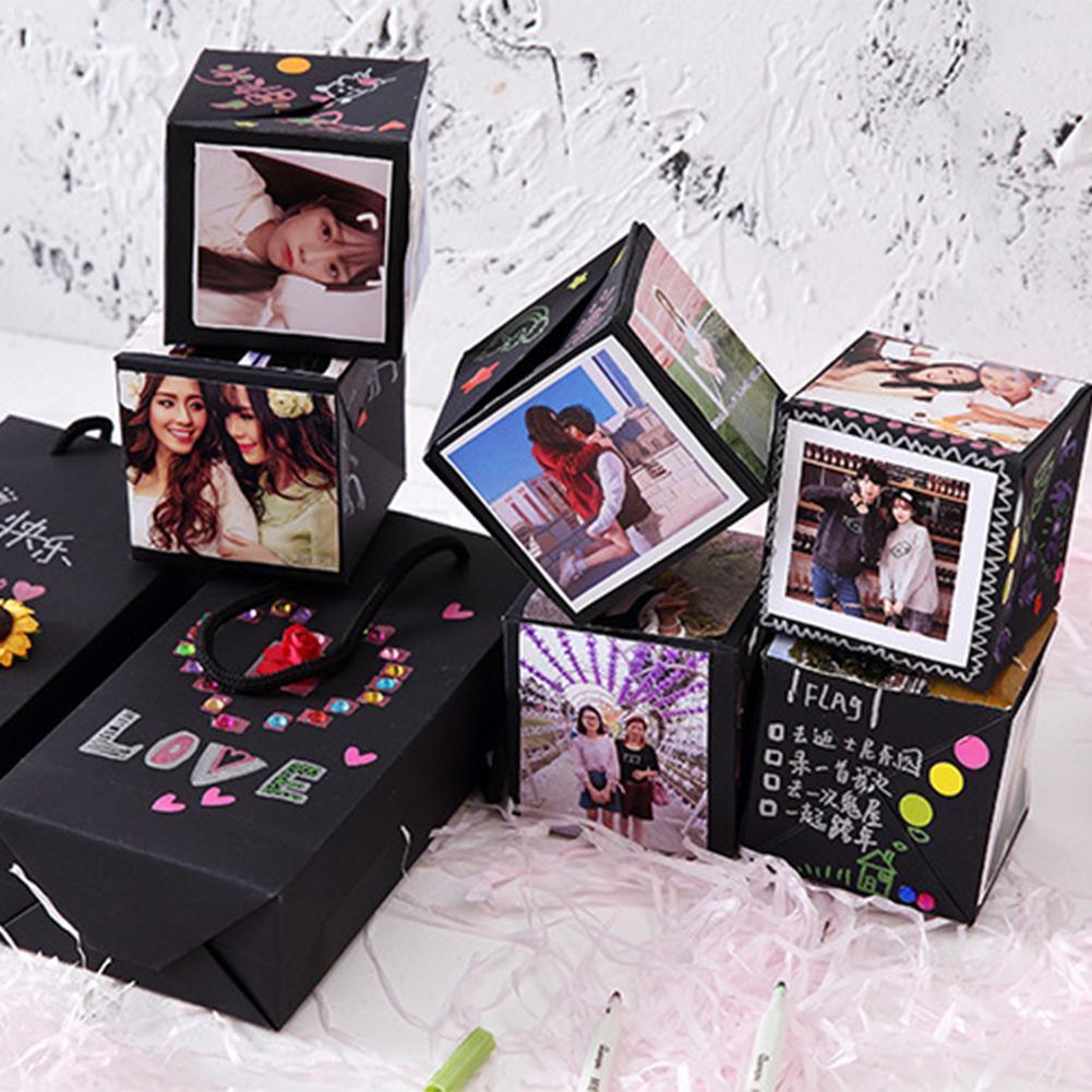 Creativity DIY Handmade Up Box Scrapbooking Photo Wedding Day Birthday Suprise Album For Valentine's Box Party T0W5