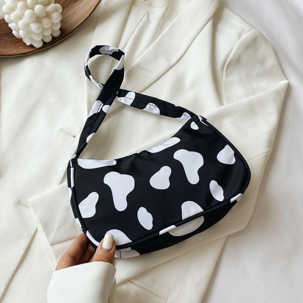Cow Milk Print Women Handbag Totes Female Casual Underarm Shoulder Bags Popular Simple Female Daily Bag: D