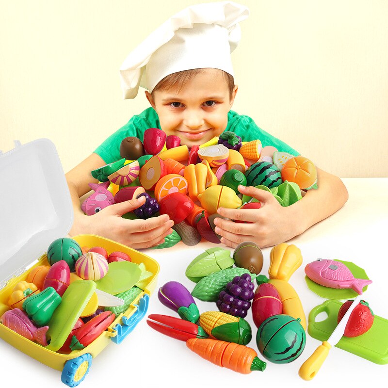 Diy Pretend Play Speelgoed Simulatie Keuken Voedsel Groente Fruit Set Koken Snijden Educatief Speelgoed Voor Kinderen