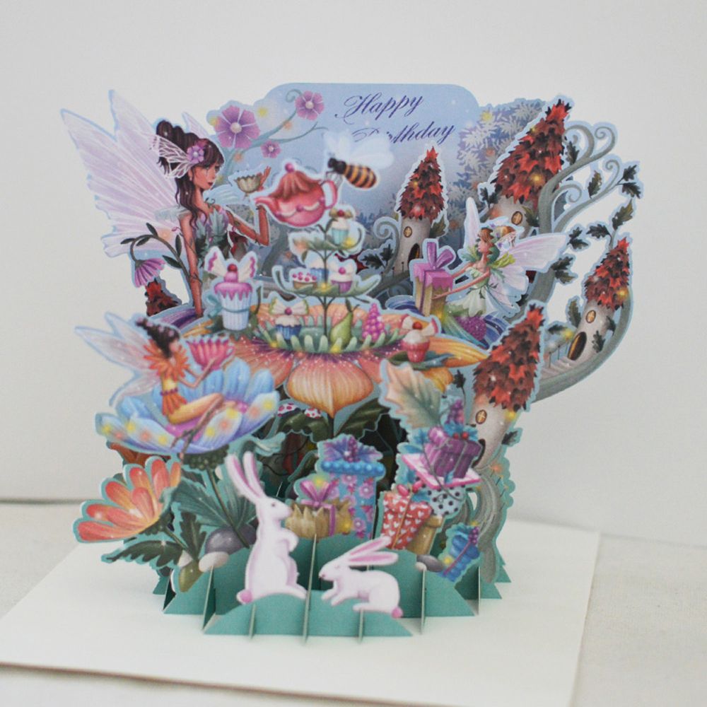 3D Gebühr Wald Grußkarten Glückliches Geburtstag Handgemachte Postkarte Einladungen Kreative DIY Mädchen Glücklich Geburtstag Karten