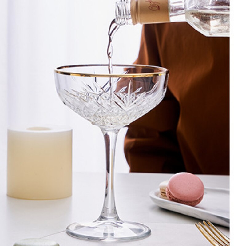 Style 250-450Ml Eternal Carved Flower Martini Cup Vintage Art Whiskey Vodka Mojito Wine Glass Bar Drinkware Goblet