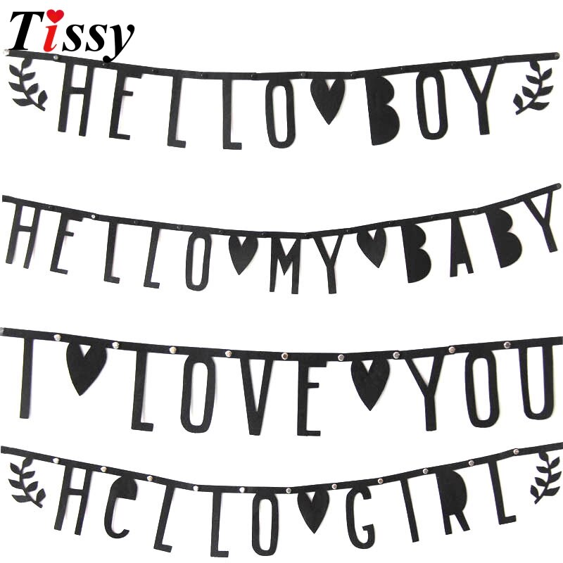 1impostato FAI DA TE non tessuto Nero Striscioni Bandiere Ghirlanda Floreale pavese striscione per La Casa di Compleanno di Cerimonia Nuziale Del bambino Doccia per Bambini decorazione Della stanza