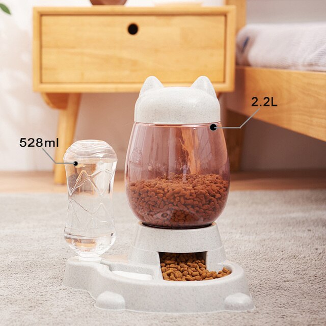 Automatic Pet Cat Bowl Dog for Cat Feeder Bowls Kitten Food Drinking Fountain 3L Capacity Dual-use Puppy Feeding Waterer Product: C white