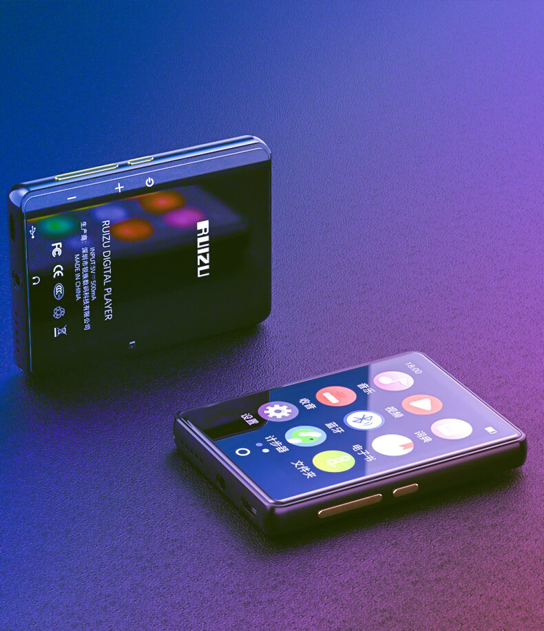 Lecteur MP3 en métal avec grand écran tactile de 2.8 pouces, Bluetooth 5.0, haut-parleur intégré, podomètre, e-book, enregistrement, radio et vidéo