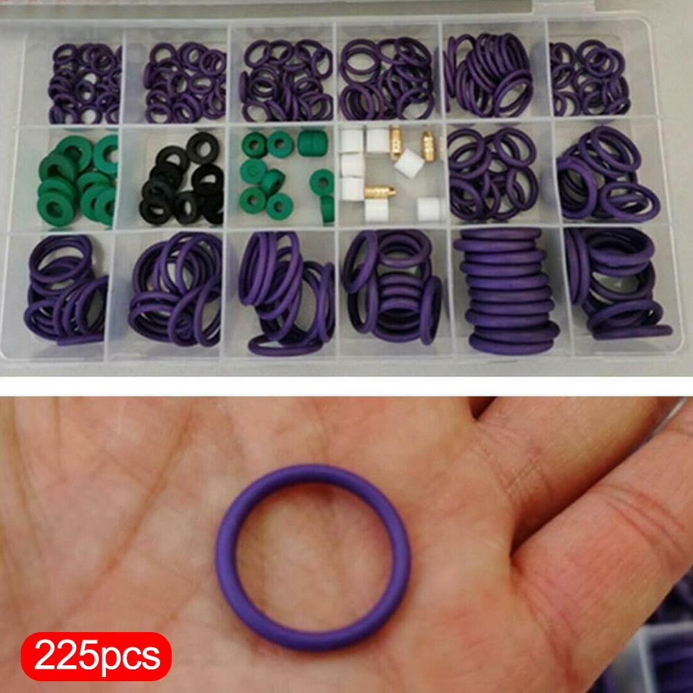 225Pcs Mixed Size R22/R134a Air Conditioning Compressor Seal O-ring Gaskets Set Repair Car Air Conditioning Rubber O-Ring Tools