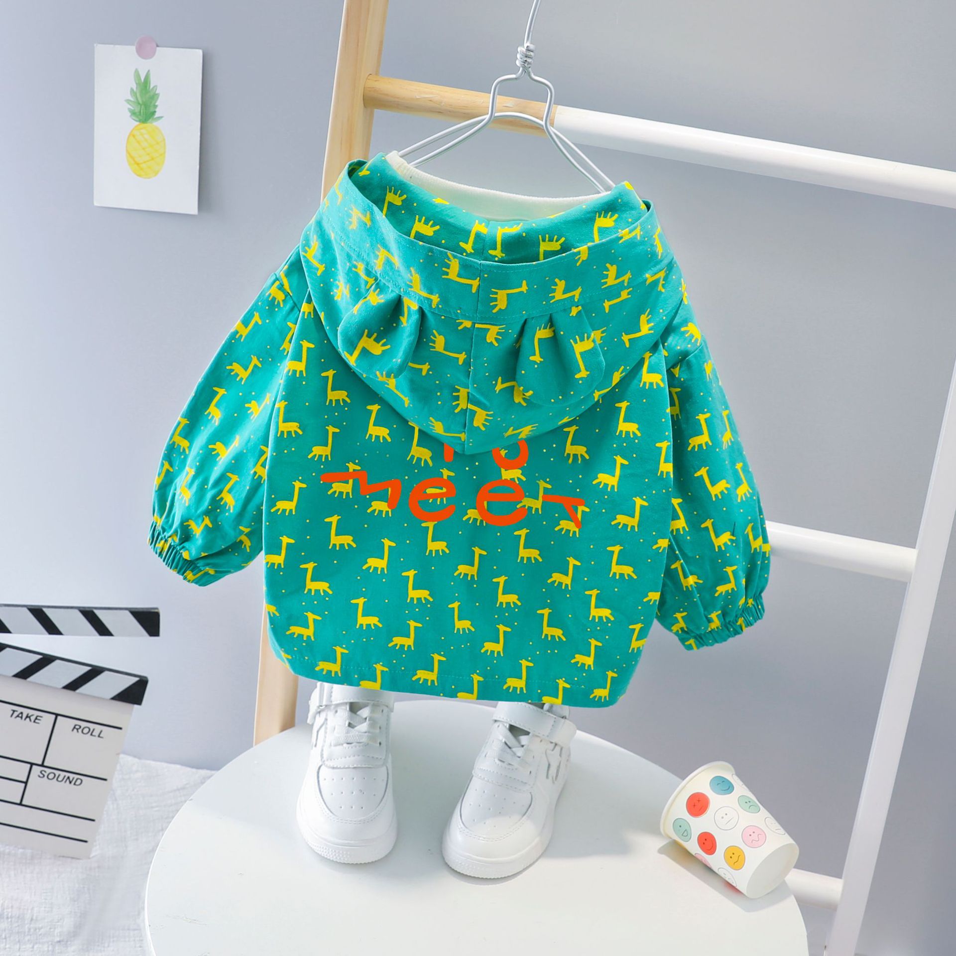 Herfst Baby Meisjes Cartoon Herten Print Capuchon Rits Jassen Vesten Kinderen Kids Casual Jassen Baby Jongens Bovenkleding Casaco
