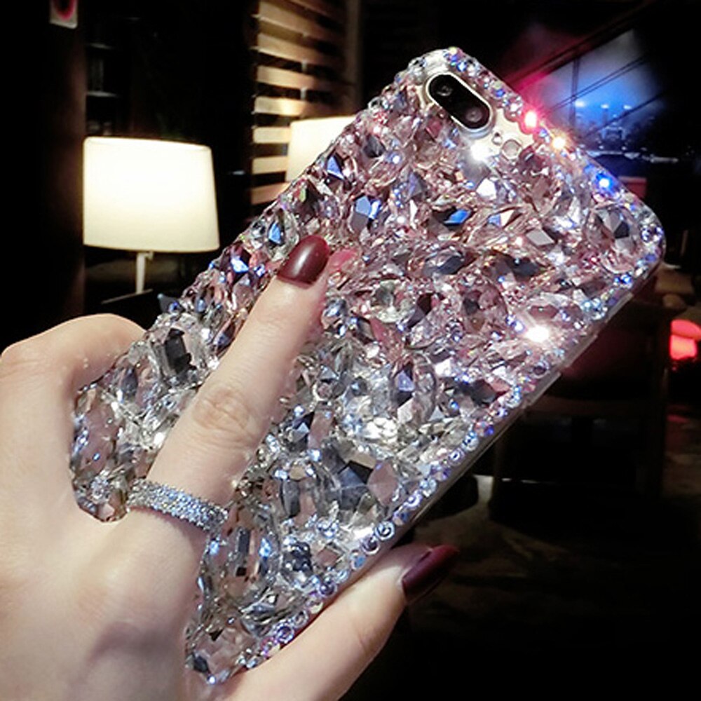 Coque de téléphone à strass 3D, étui rose scintillant pour Samsung Galaxy J3 J5 J7 A3 A5 A7 A8 A9 J310 J510 A310 A510 A710