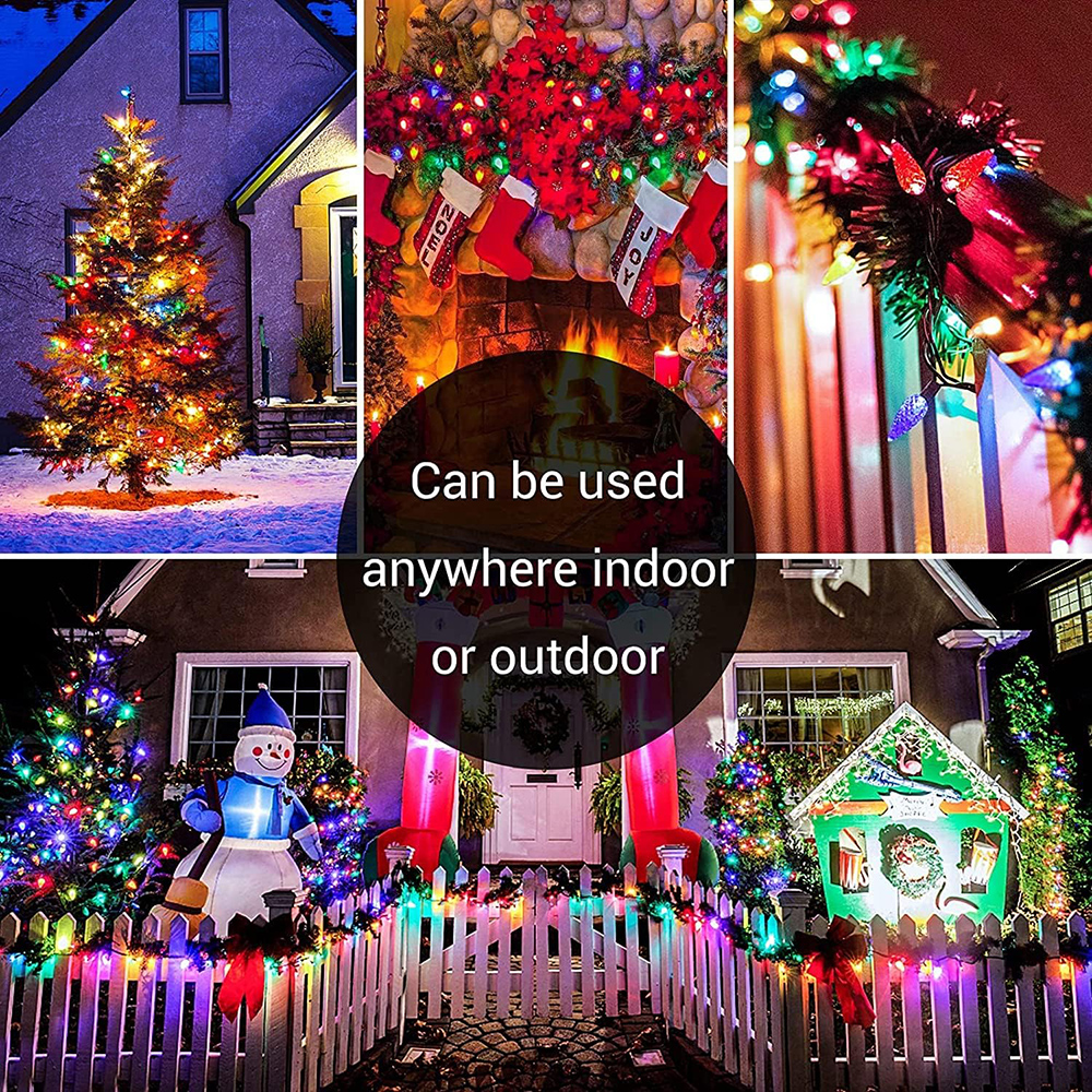 5M 50led C6 Bollen String Lights Batterij Aangedreven Aardbei Kerst Fee Slinger Licht Xmas Boom Nieuwjaar Decor 8 Modi Timer