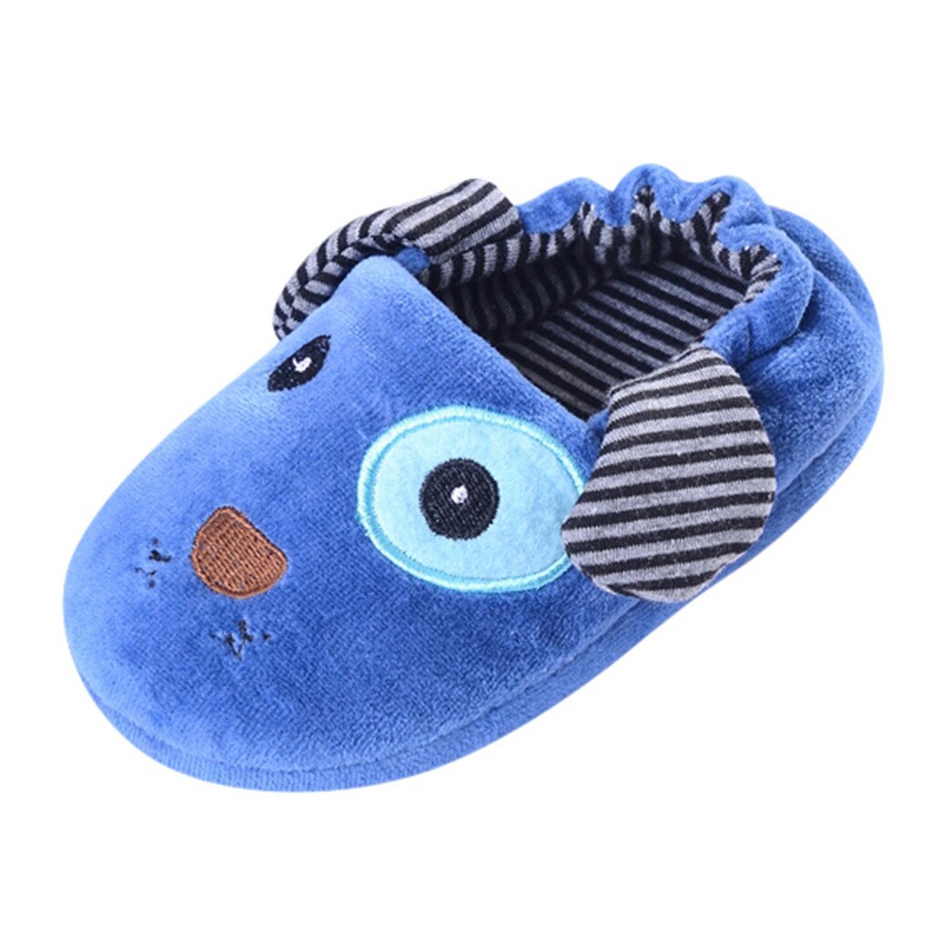 Children Cotton Indoor Slippers Kids Baby Warm Shoes Boys Girls Cartoon Soft-Soled Slippers Cute Plush Warming Shoes: BU / 11.5