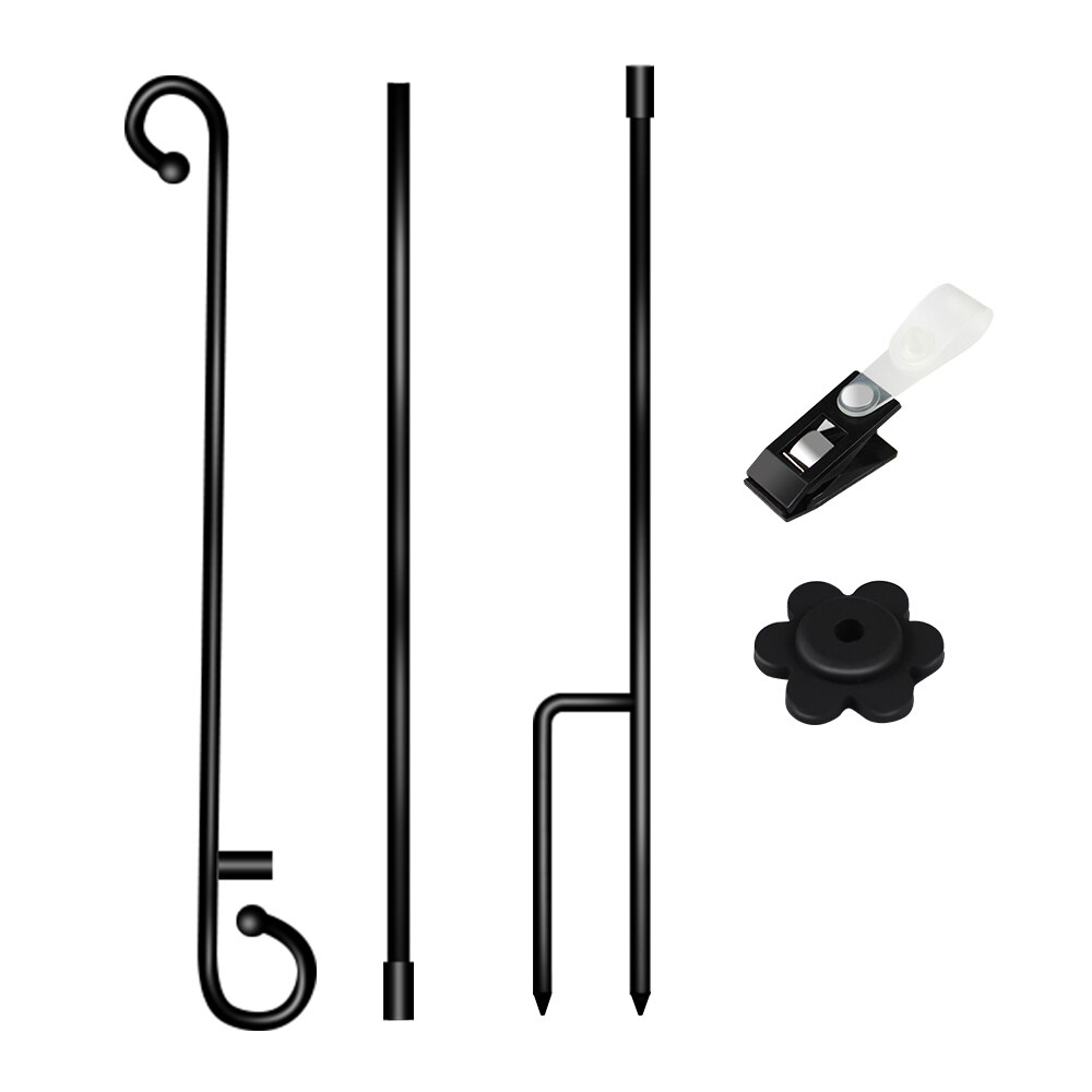 2 Pack Garden Flag Stand Holder Easy to Install Strong and Sturdy Wrought Iron Yard Flag Pole with 2 Pair Garden Flag Stopper