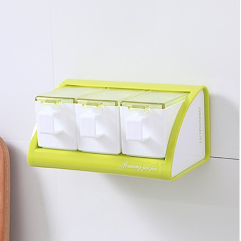 Spice Jar Seasoning Box 3/4Pcs Set Kitchen Spice Storage Bottle Jars Transparent PP Salt Pepper Cumin Powder Box Tool: B
