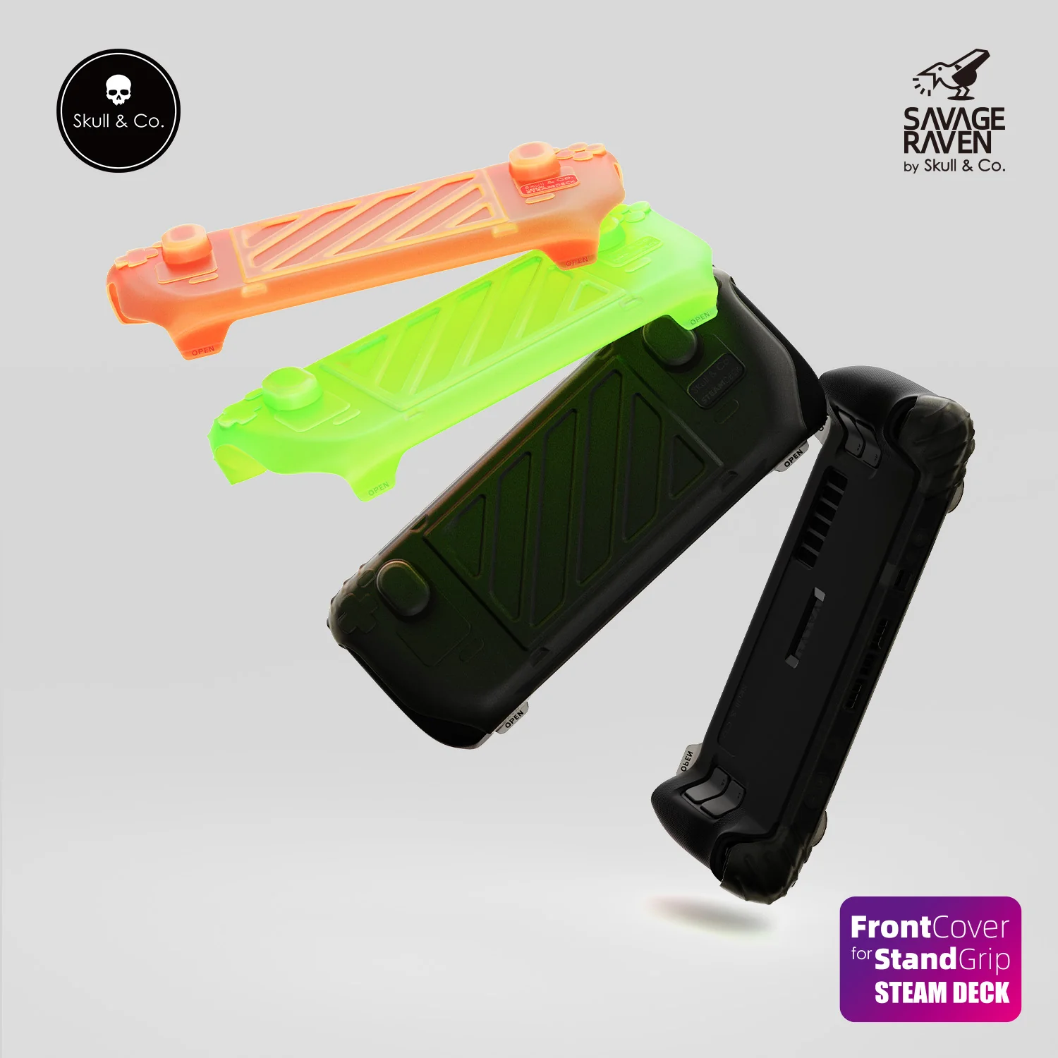 Skull & Co.-Étui de protection avant portable pour Steam Deck, coque rigide, LCD, OLED StandGrip, GripCase