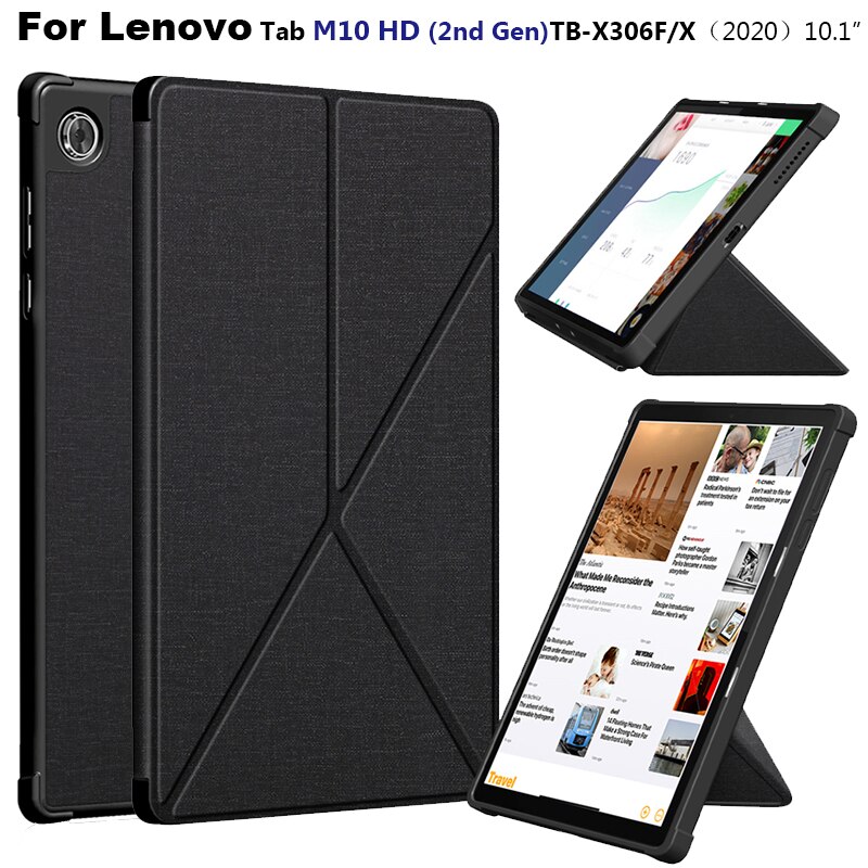 Case Voor Lenovo Smart Tab M10 Hd 2nd Gen TB-X306F TB-X306X Origami Staande Shell Case Met Multi Angle Magnetische Tpu back Cover