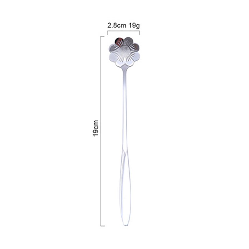 1Pcs Silver/Gold Long Handle Drink Tableware Vintage Teaspoons Mixing Spoon Kitchen Accessories 410 Stainless Steel: silver calliopsis