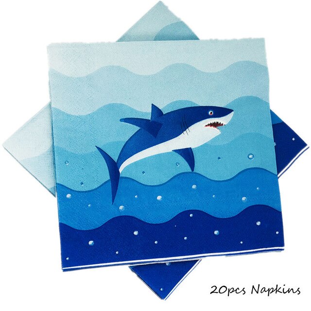 Ocean Shark Disposable Tablecloth 120*180cm Cute Shark Baby Shower Boy Party Decor Shark Cupcake Toppers Supplies: No.4