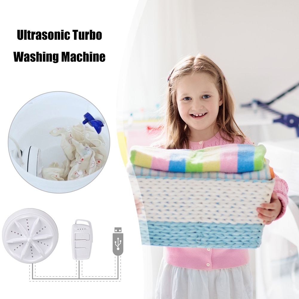 Ultrasonic Turbo Washing Machine USB Cable Portable Clothing Cleaning Home Travel Washer Turbo Bubble Rotating Mini Wash Machine